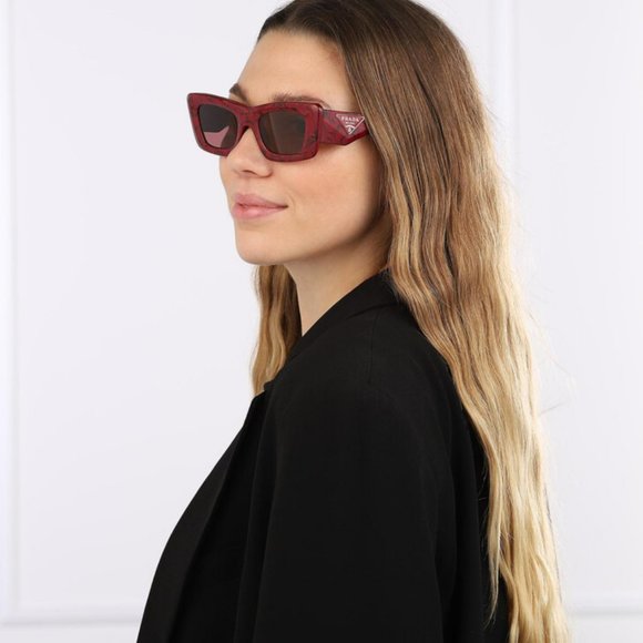 NEW Prada PR13ZS 15D08S Etruscan Marble Red Violet Cat Eye Unisex Sunglasses - Picture 12 of 13